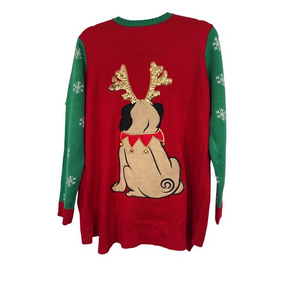 NWT Holiday Time Pug-ly Christmas Sweater, 1X - Picture 2 of 6